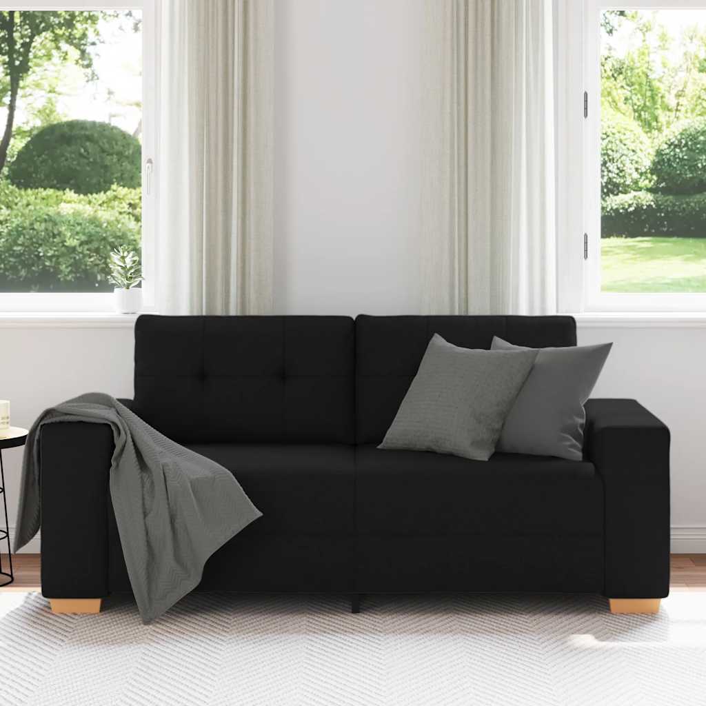vidaXL Sofa dwuosobowa, czarna, 180x77x82 cm, tkanina