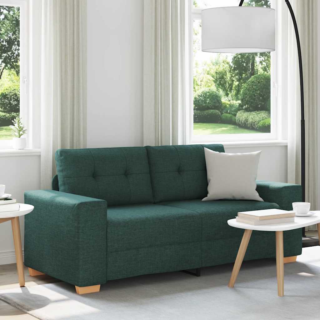 vidaXL Sofa dwuosobowa, ciemnozielona, 180x77x82 cm, tkanina
