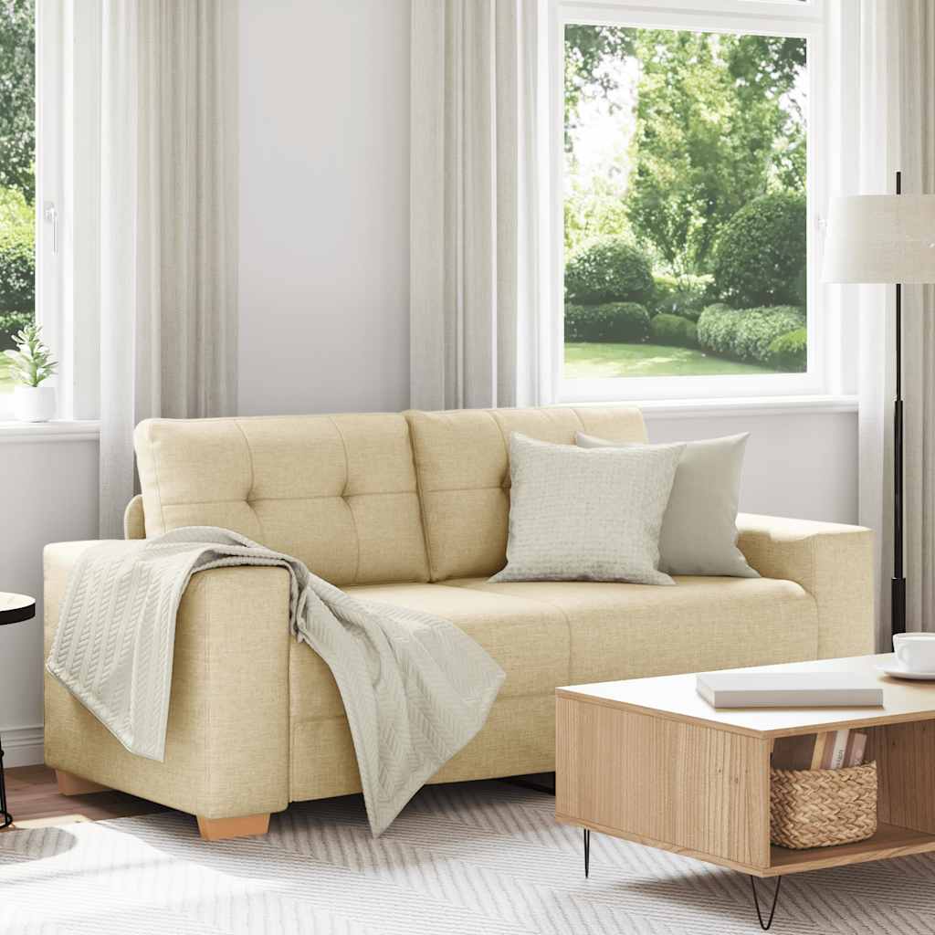 vidaXL Sofa dwuosobowa, kremowa, 180x77x82 cm, tkanina