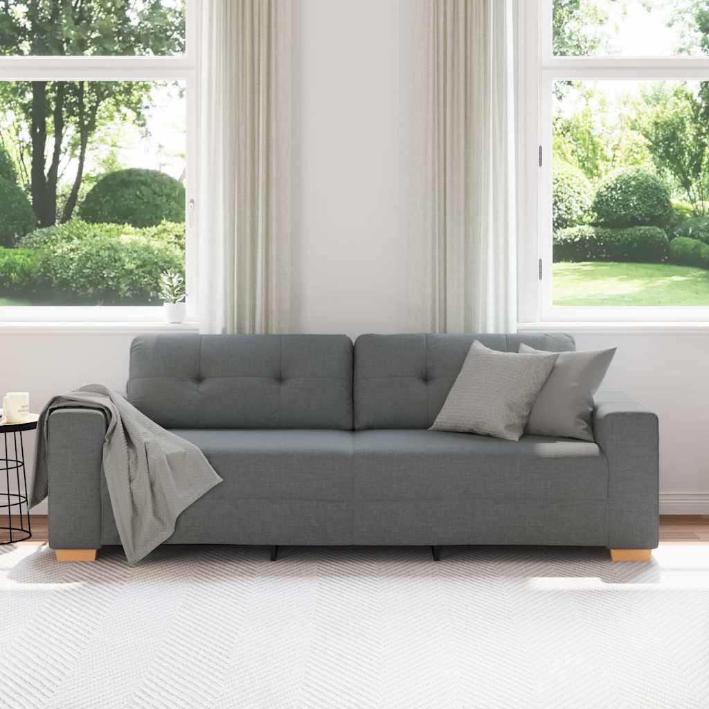 vidaXL Sofa 3-osobowa Ciemnoszara 220x78x80 cm Tkanina