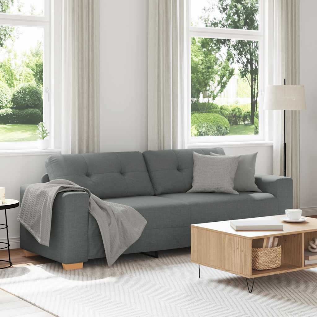 vidaXL Sofa 3-osobowa Ciemnoszara 220x78x80 cm Tkanina
