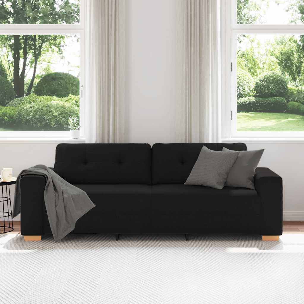 vidaXL Sofa 3-osobowa Czarna 220x78x80 cm Tkanina