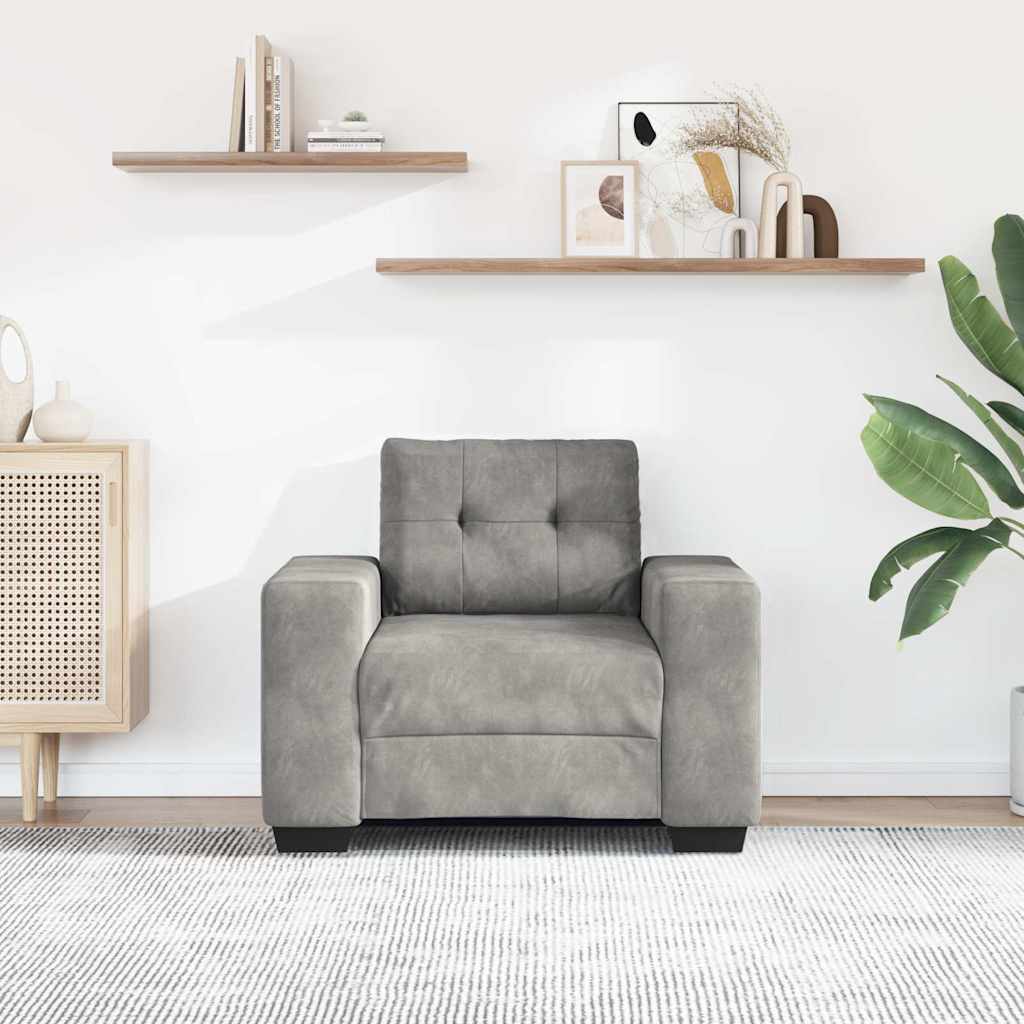 vidaXL Sofa Fotel Jasnoszary 100x78x80 cm Aksamit
