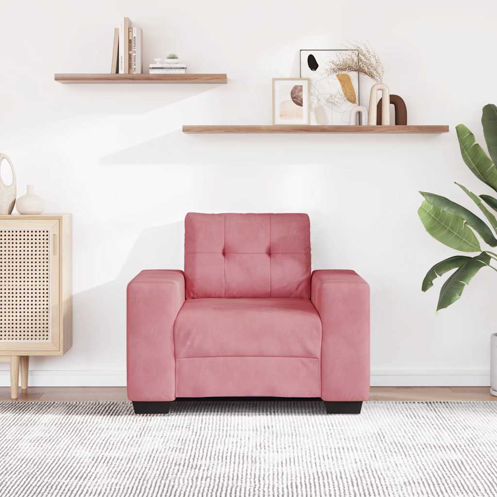 vidaXL Sofa Fotel Różowy 100x78x80 cm Aksamit