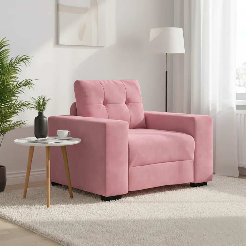 vidaXL Sofa Fotel Różowy 100x78x80 cm Aksamit
