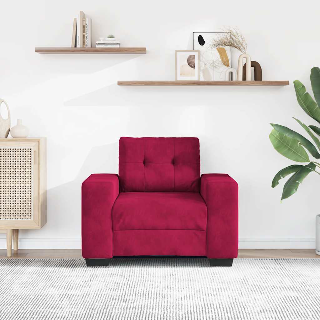 vidaXL Sofa Fotel Wino Czerwone 100x78x80 cm Aksamit