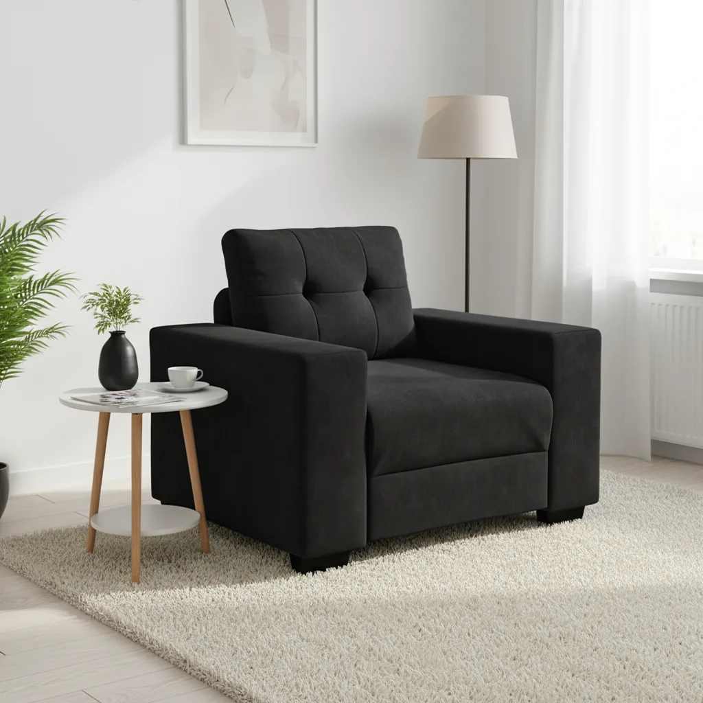 vidaXL Sofa Fotel Czarny 100x78x80 cm Aksamit
