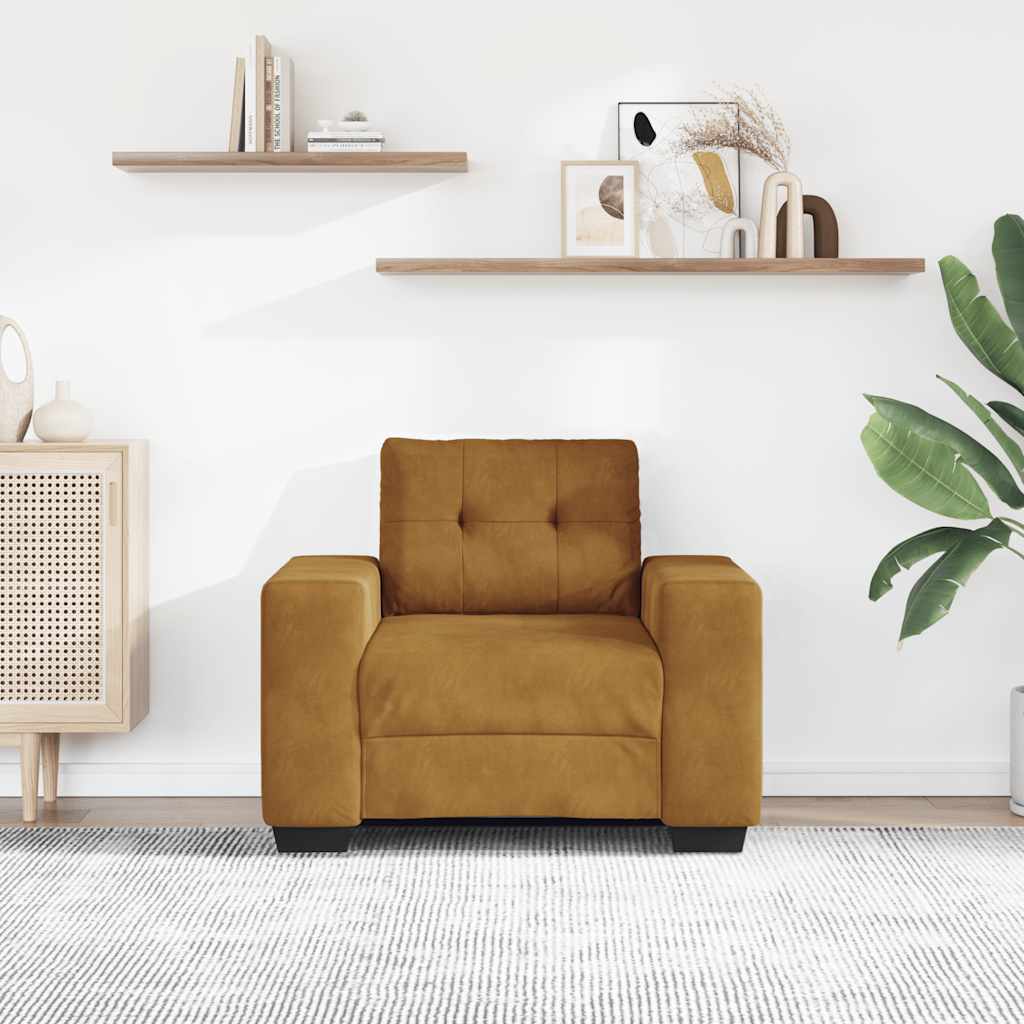 vidaXL Sofa Fotel Brązowy 100x78x80 cm Aksamit