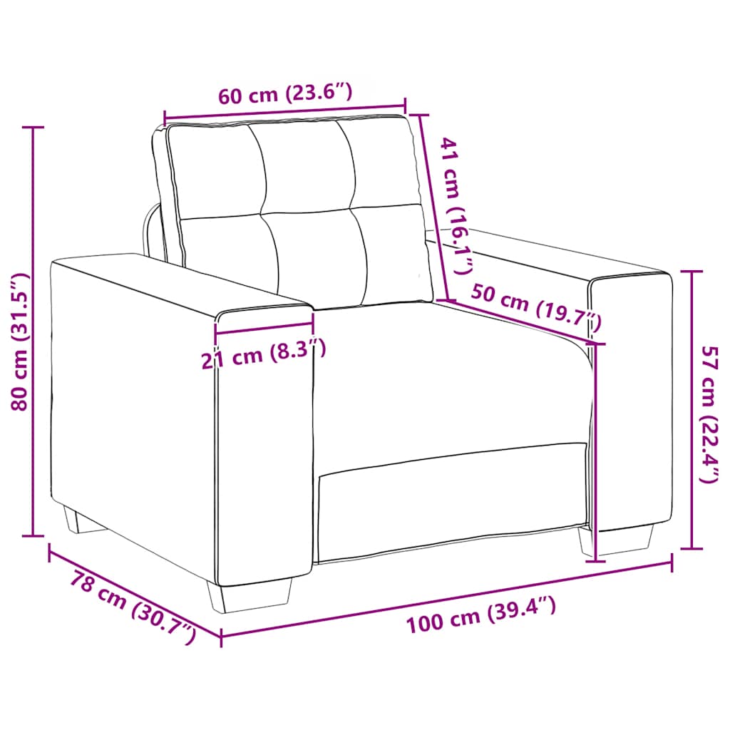 vidaXL Sofa Fotel Brązowy 100x78x80 cm Aksamit