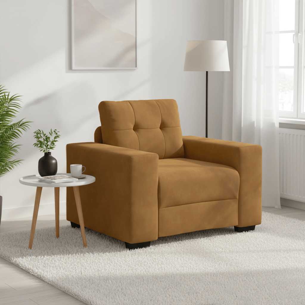 vidaXL Sofa Fotel Brązowy 100x78x80 cm Aksamit