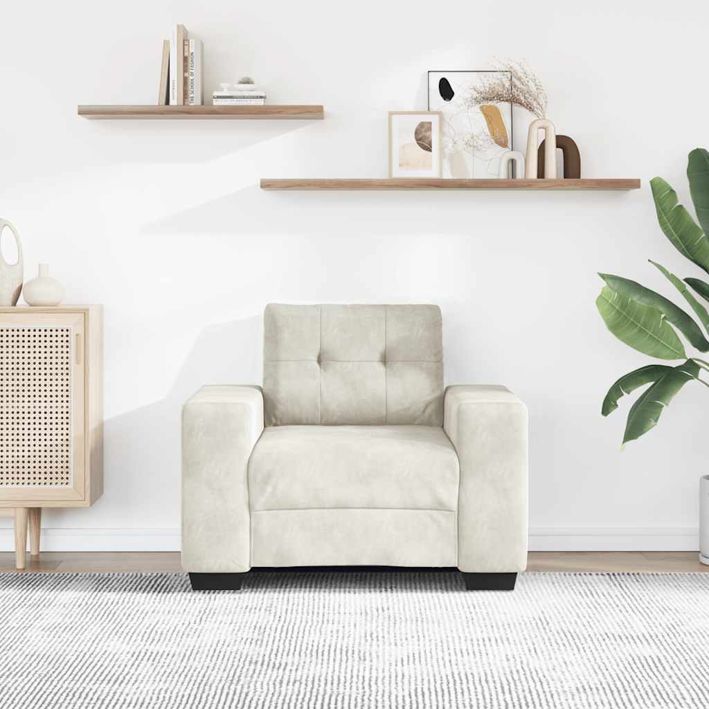 vidaXL Sofa Fotel Kremowy 100x78x80 cm Aksamit