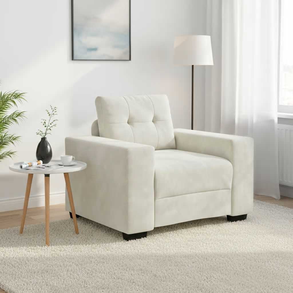 vidaXL Sofa Fotel Kremowy 100x78x80 cm Aksamit