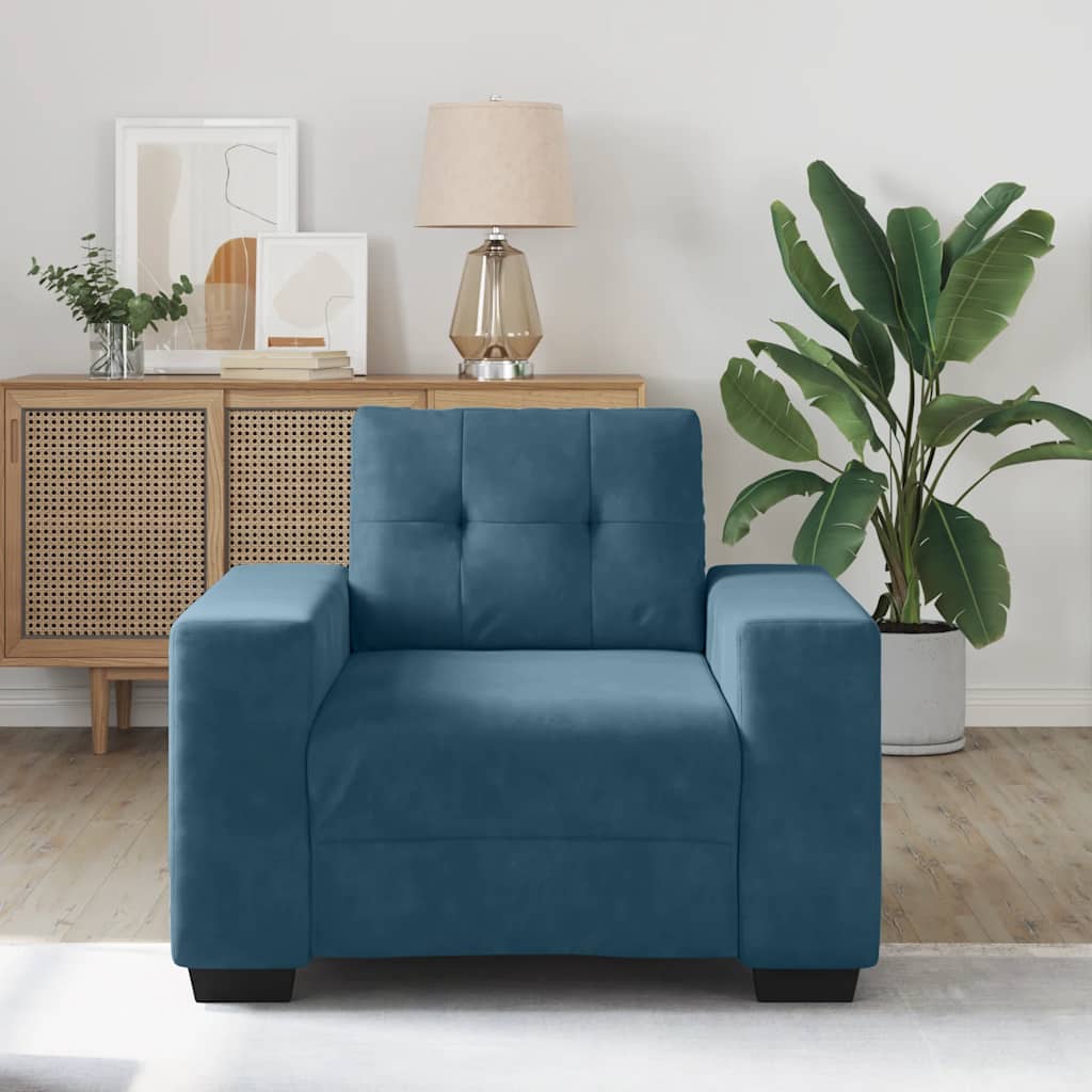 vidaXL Sofa Fotel Niebieski 100x78x80 cm Aksamit