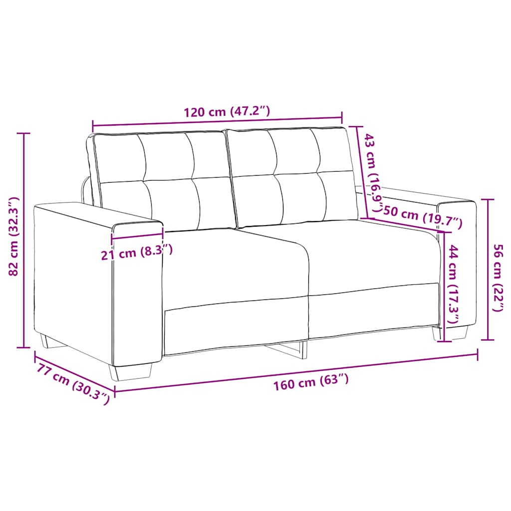 vidaXL Sofa dwuosobowa Jasnoszara 160x77x82 cm Aksamit