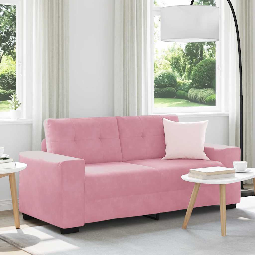 vidaXL Sofa dwuosobowa, różowa, 180x77x82 cm, aksamit