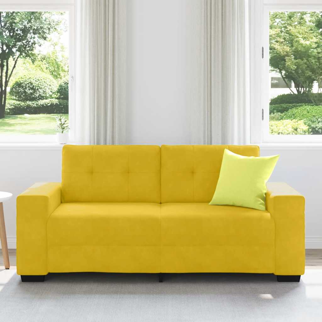 vidaXL Sofa dwuosobowa, żółta, 180x77x82 cm, aksamit