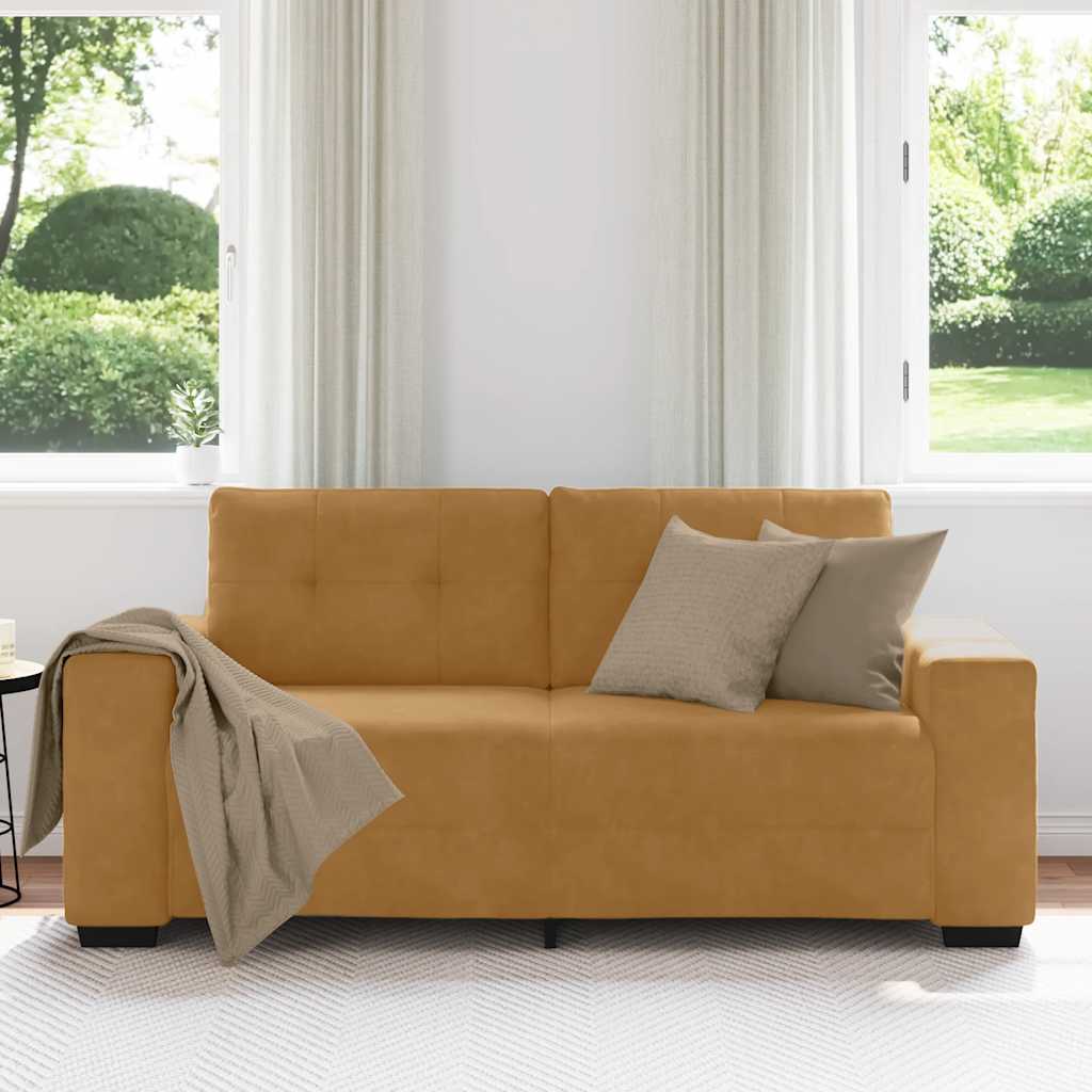 vidaXL Sofa dwuosobowa, brązowa, 180x77x82 cm, aksamit