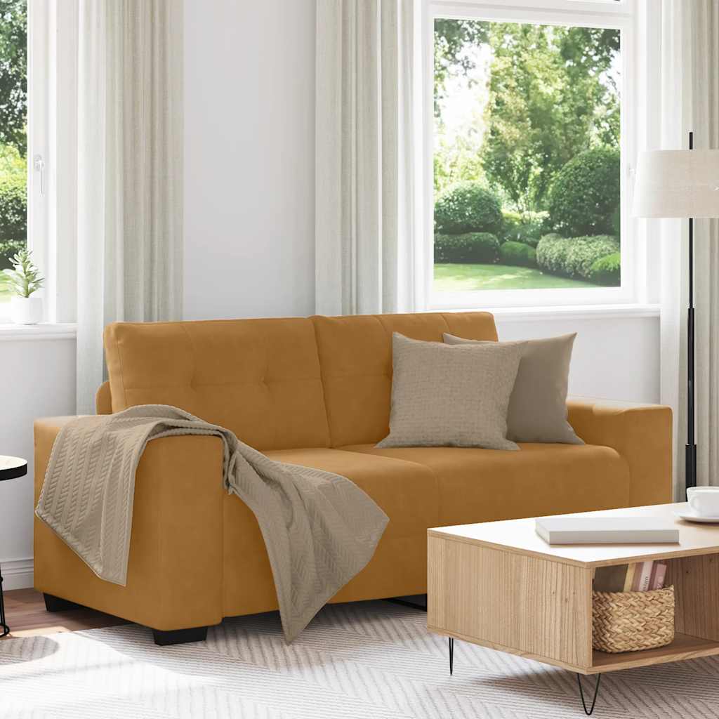 vidaXL Sofa dwuosobowa, brązowa, 180x77x82 cm, aksamit