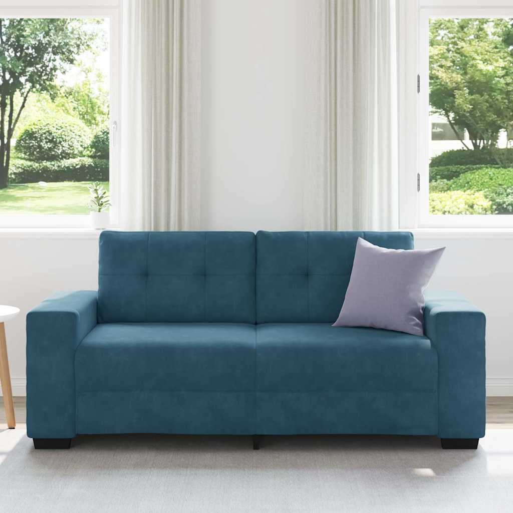 vidaXL Sofa dwuosobowa, niebieska, 180x77x82 cm, aksamit