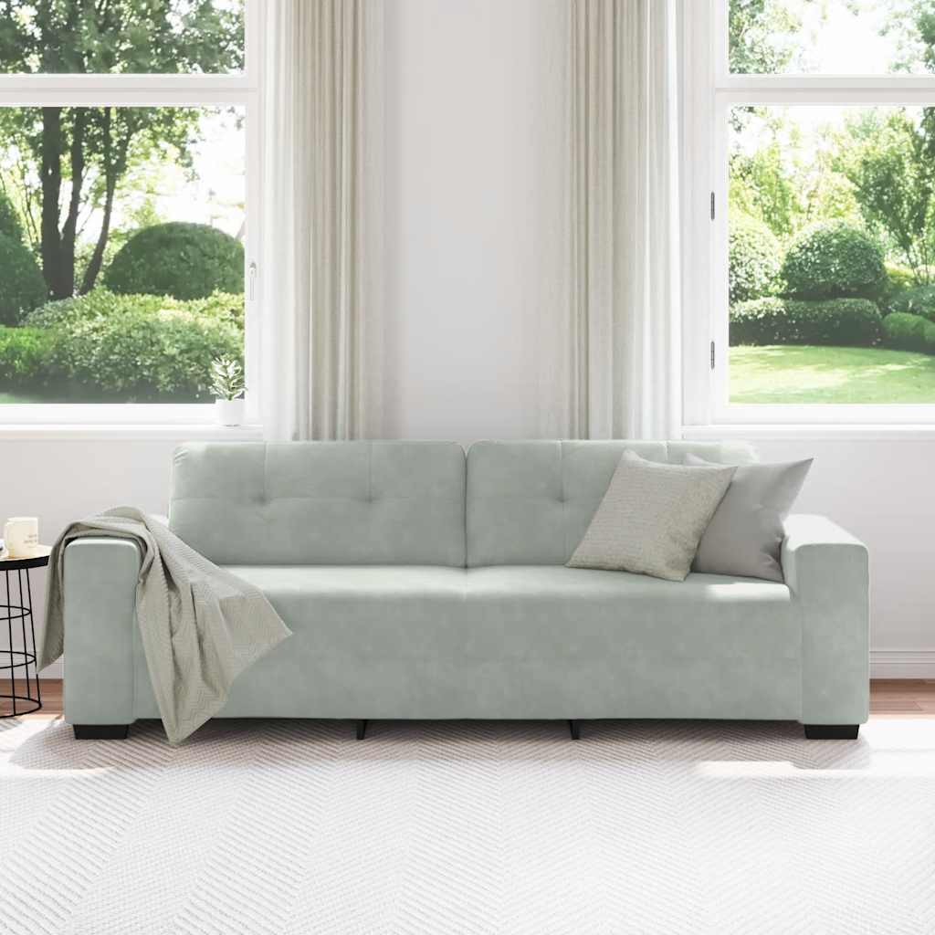 vidaXL Sofa 3-osobowa jasnoszara 220x78x80 cm aksamitna