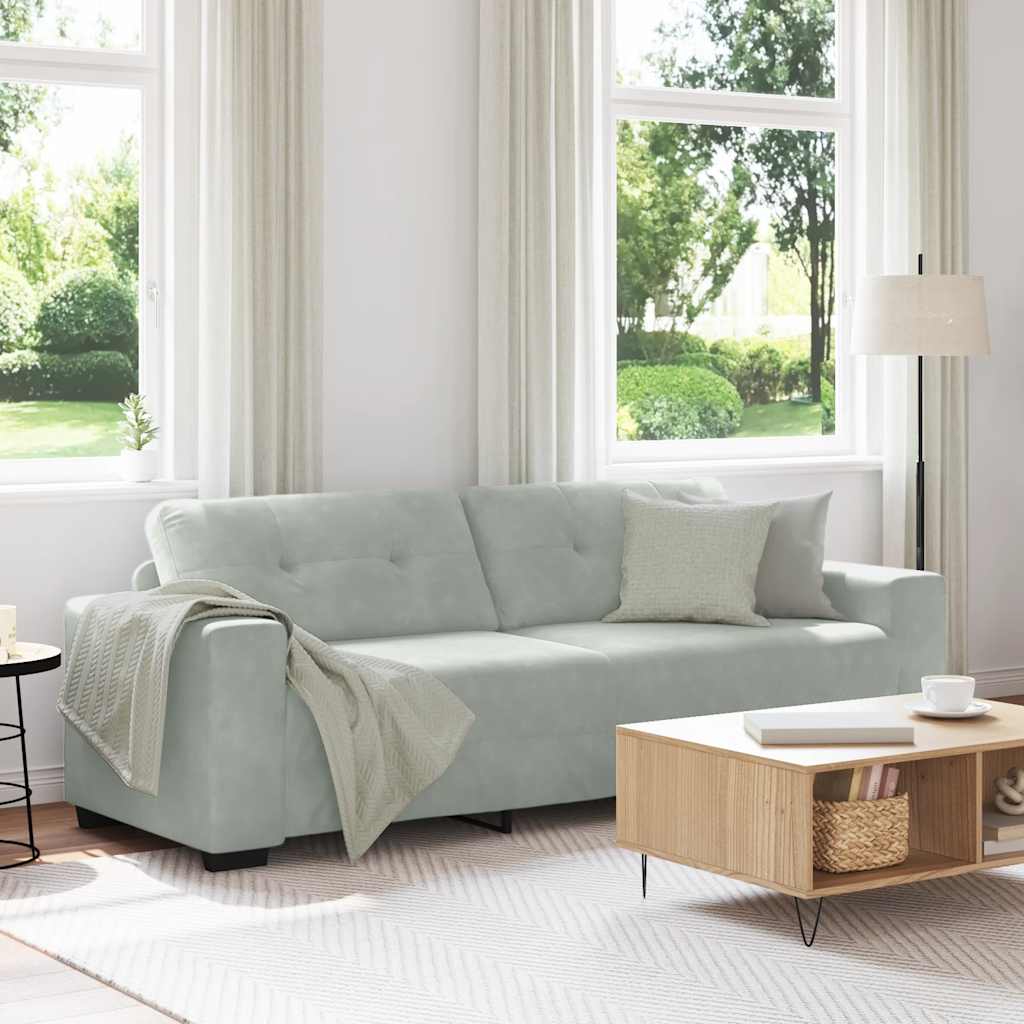 vidaXL Sofa 3-osobowa jasnoszara 220x78x80 cm aksamitna