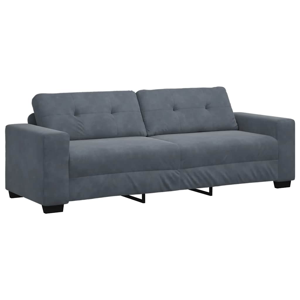vidaXL Sofa 3-osobowa Ciemnoszara 220x78x80 cm Aksamit