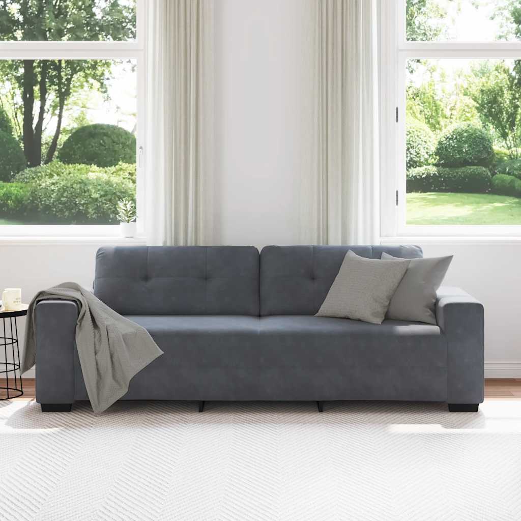 vidaXL Sofa 3-osobowa Ciemnoszara 220x78x80 cm Aksamit