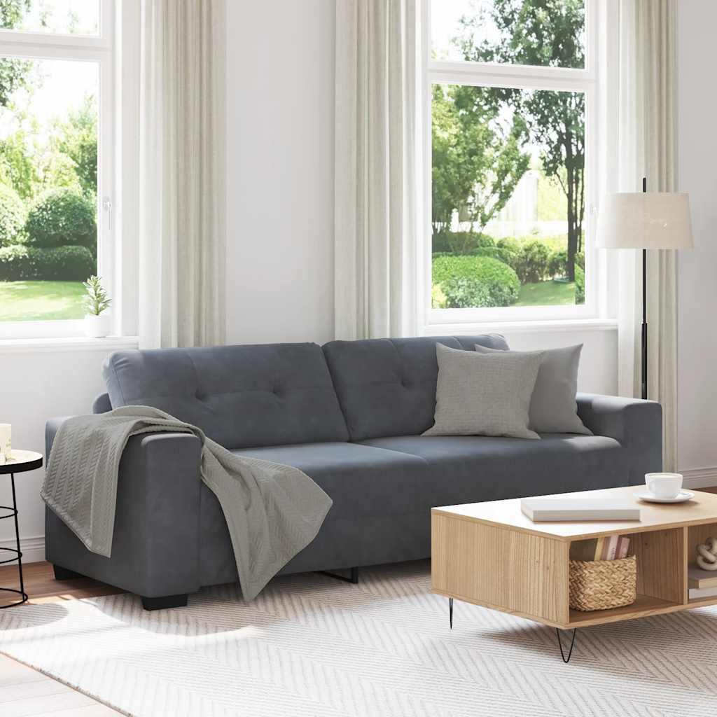 vidaXL Sofa 3-osobowa Ciemnoszara 220x78x80 cm Aksamit