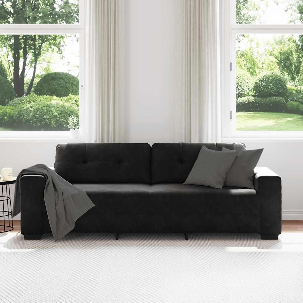 vidaXL Sofa 3-osobowa Czarna 220x78x80 cm Aksamit