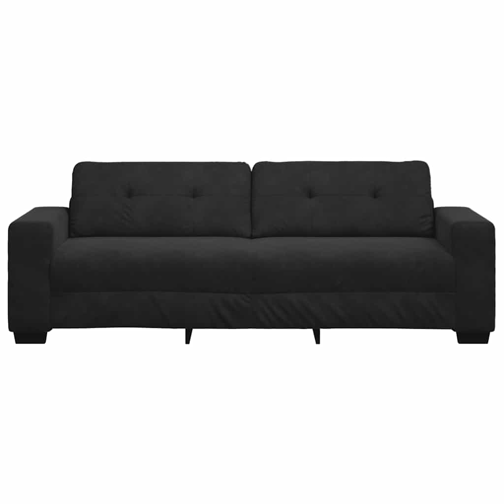 vidaXL Sofa 3-osobowa Czarna 220x78x80 cm Aksamit