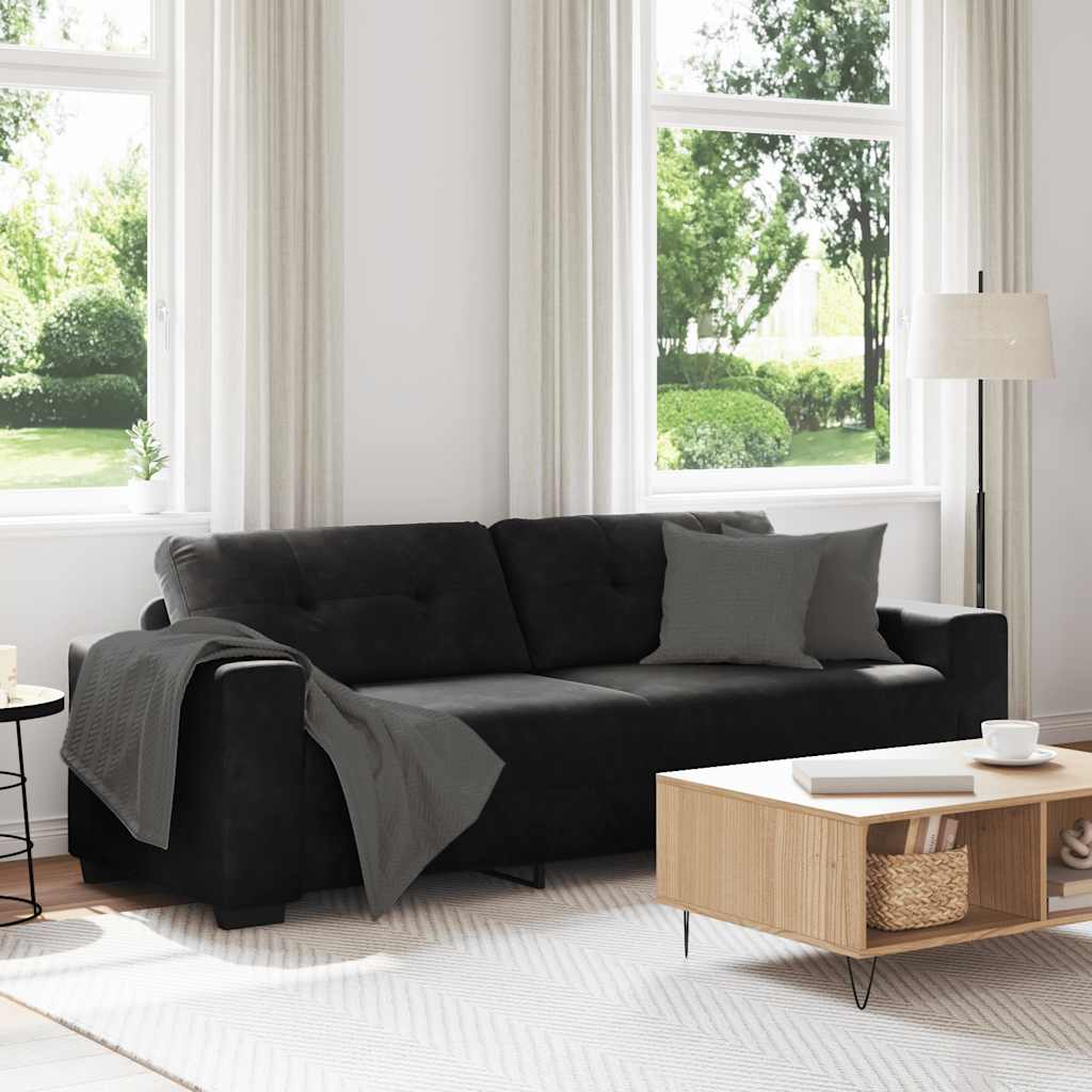 vidaXL Sofa 3-osobowa Czarna 220x78x80 cm Aksamit