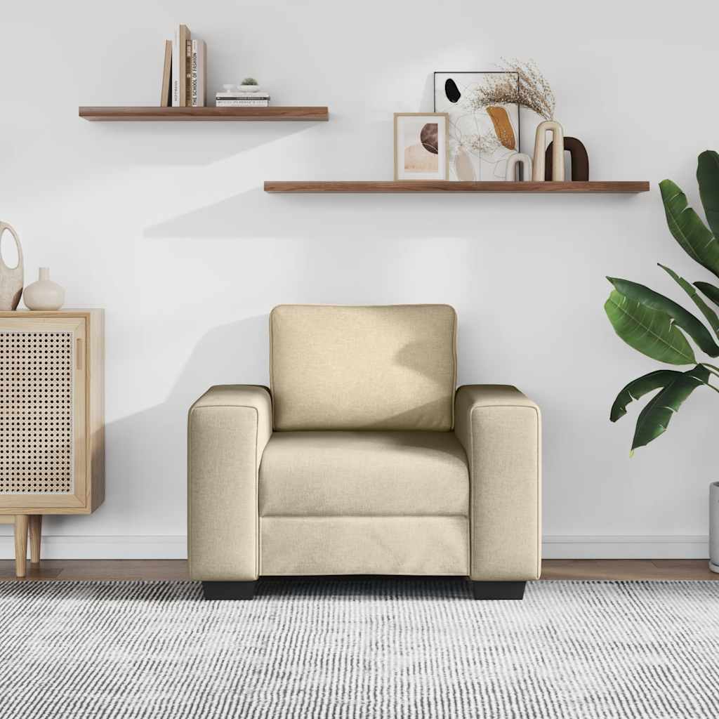 vidaXL Sofa Fotel Kremowy 100x77x82 cm Tkanina