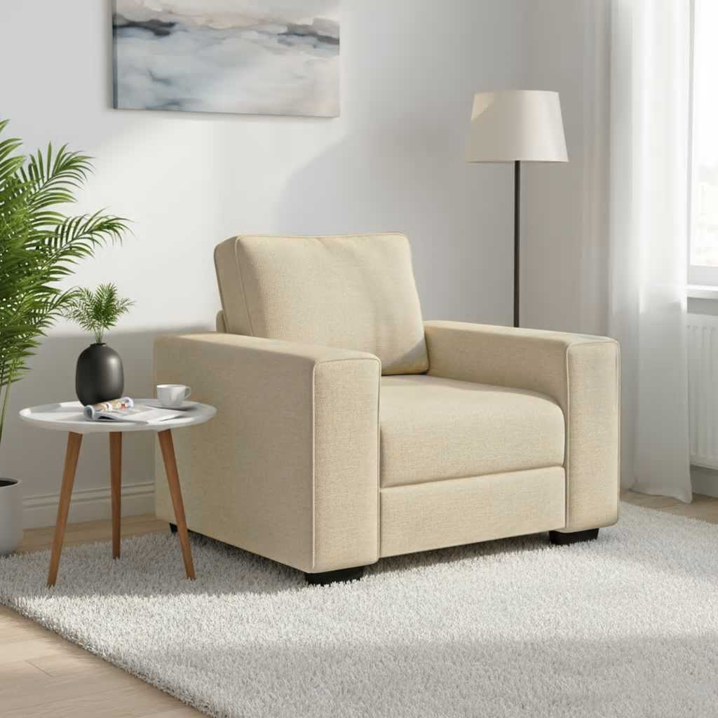 vidaXL Sofa Fotel Kremowy 100x77x82 cm Tkanina