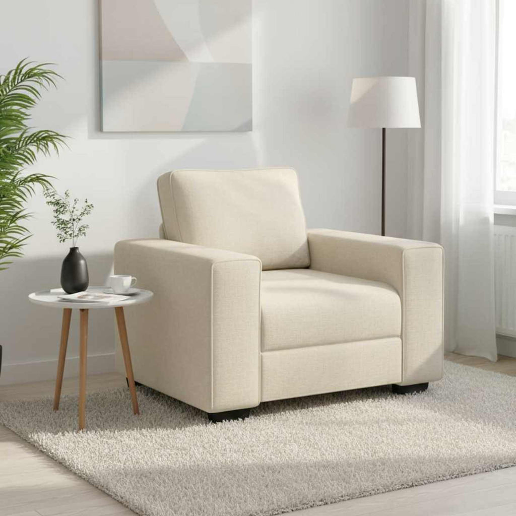 vidaXL Fotel Beżowy 100 cm Tkanina lniana