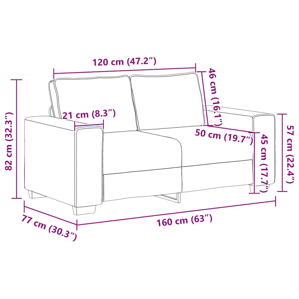 vidaXL Sofa 2-osobowa brązowa 160x77x82 cm tkanina