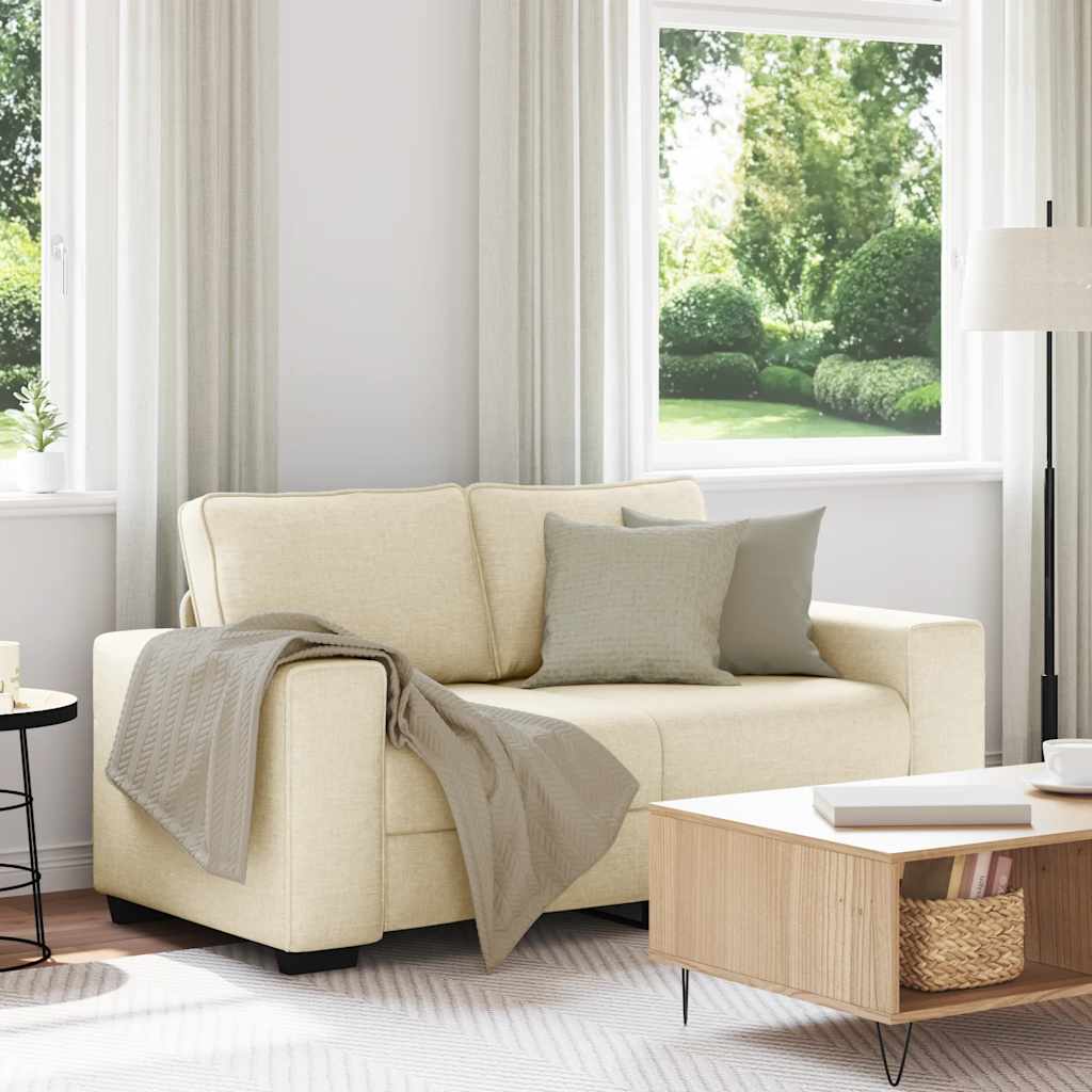 vidaXL Sofa 2-osobowa kremowa 160x77x82 cm Tkanina