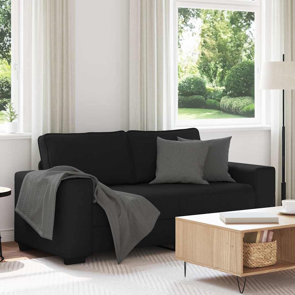 vidaXL Sofa 2-osobowa, czarna, 180x77x82 cm, tapicerowana tkaniną