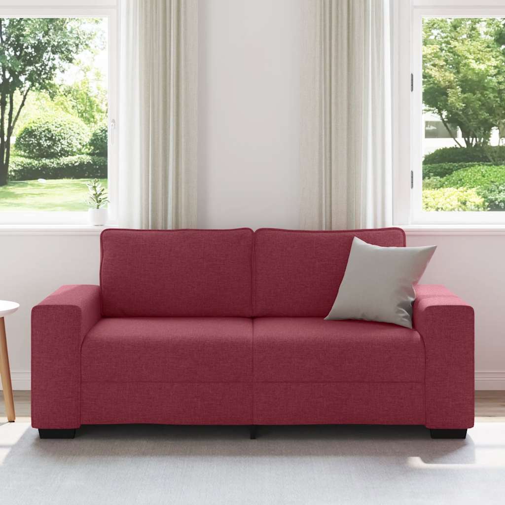 vidaXL Sofa 2-osobowa, winna czerwień, 180x77x82 cm, tkaniną