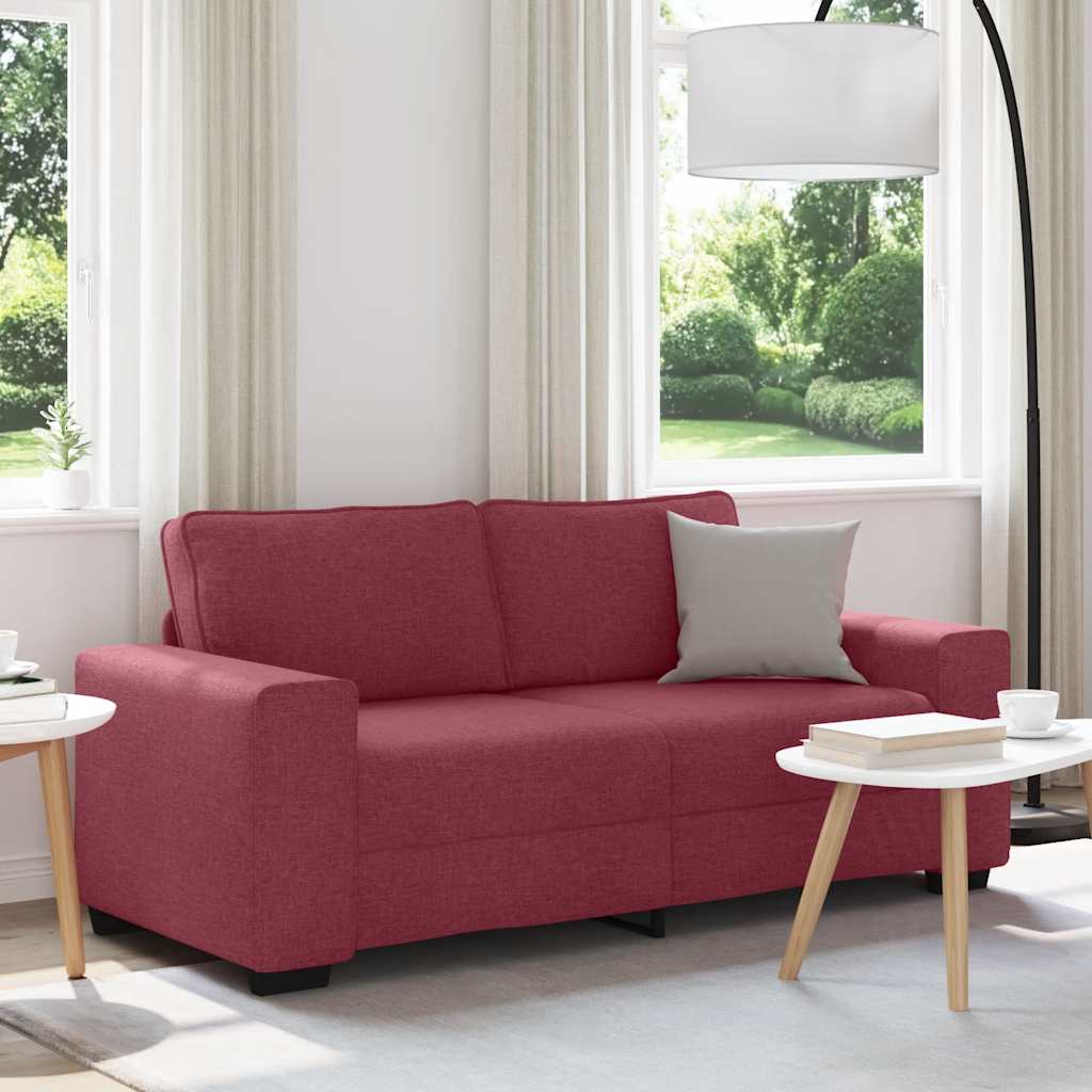 vidaXL Sofa 2-osobowa, winna czerwień, 180x77x82 cm, tkaniną