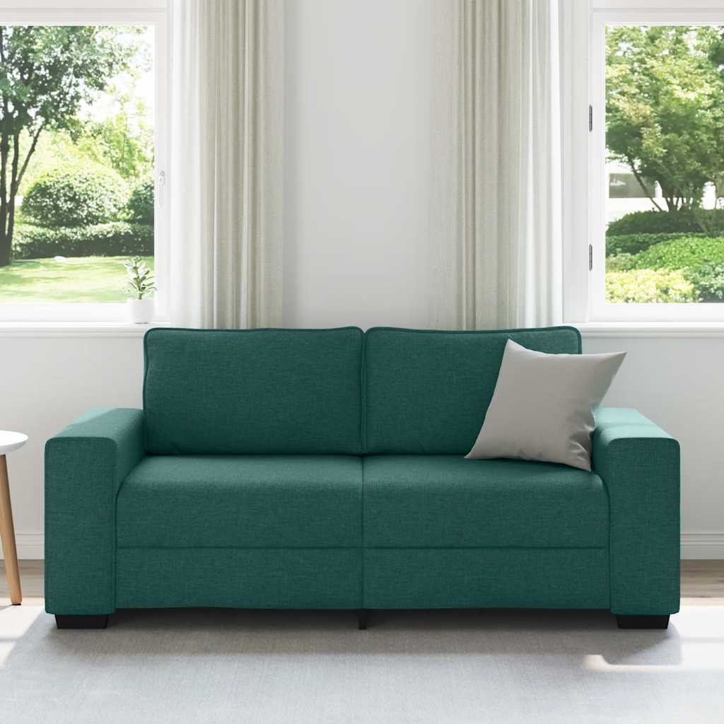vidaXL Sofa 2-osobowa, ciemnozielona, 180x77x82 cm, tkaniną