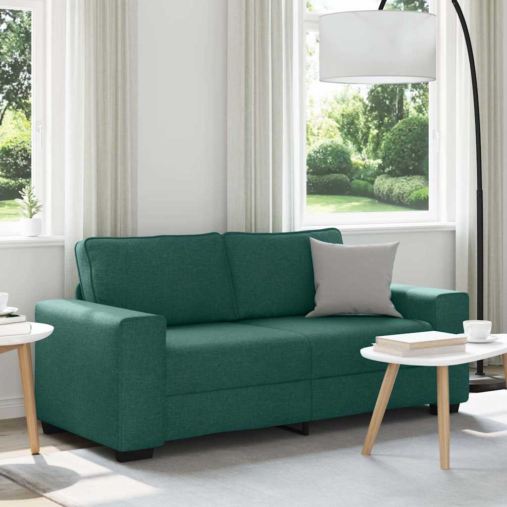 vidaXL Sofa 2-osobowa, ciemnozielona, 180x77x82 cm, tkaniną