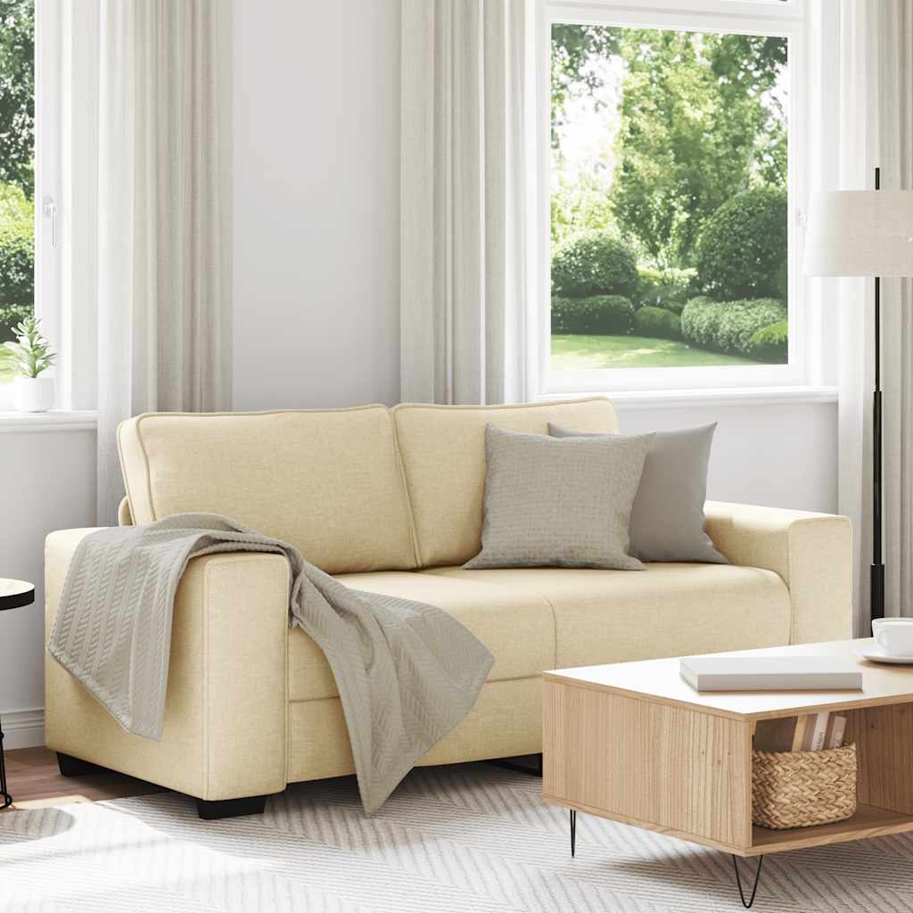 vidaXL Sofa 2-osobowa, kremowa, 180x77x82 cm, tkaniną