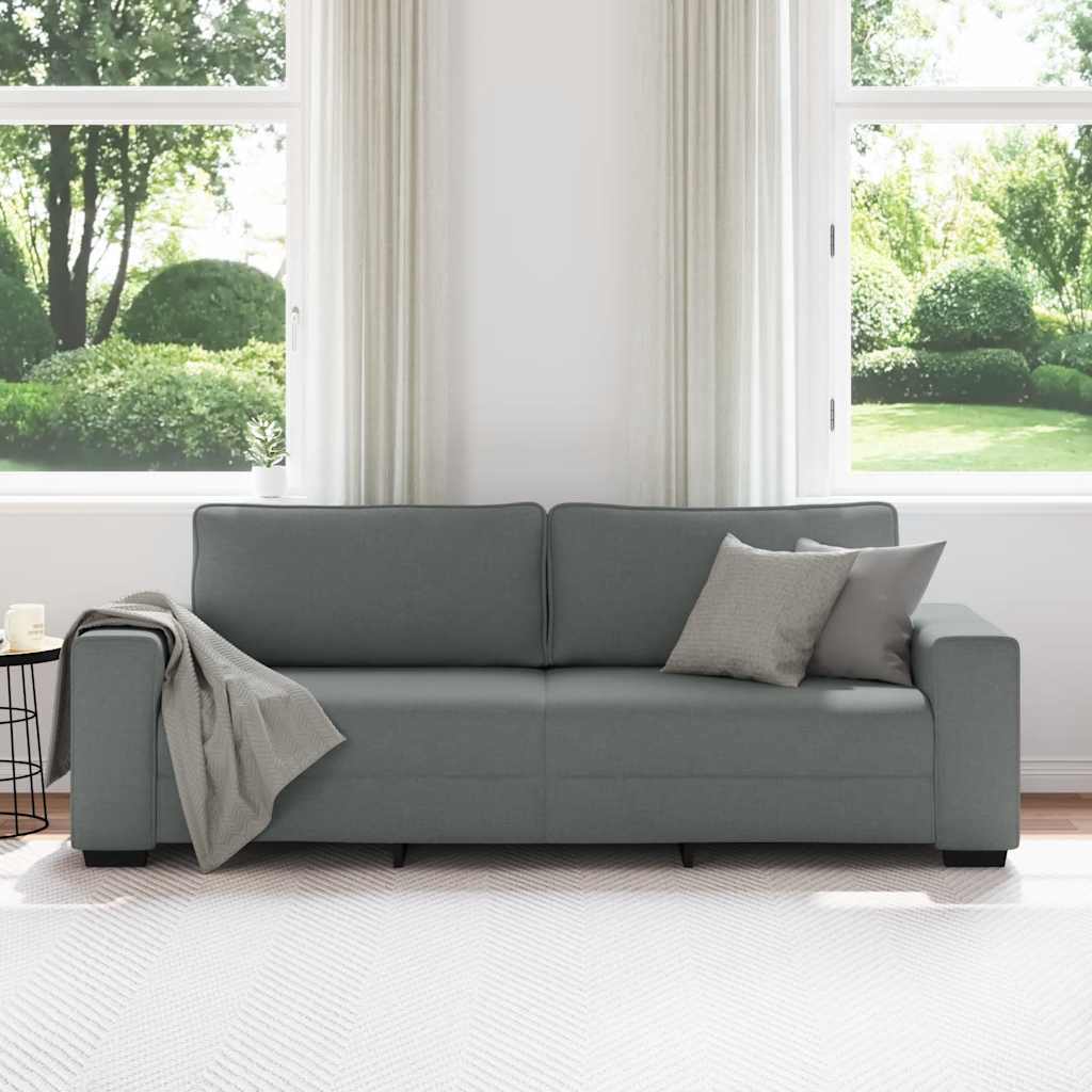 vidaXL Sofa 3-osobowa, ciemnoszara, 220x77x82 cm, tapicerowana tkaniną