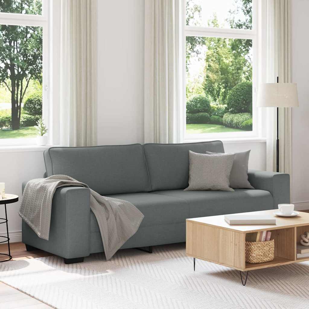 vidaXL Sofa 3-osobowa, ciemnoszara, 220x77x82 cm, tapicerowana tkaniną