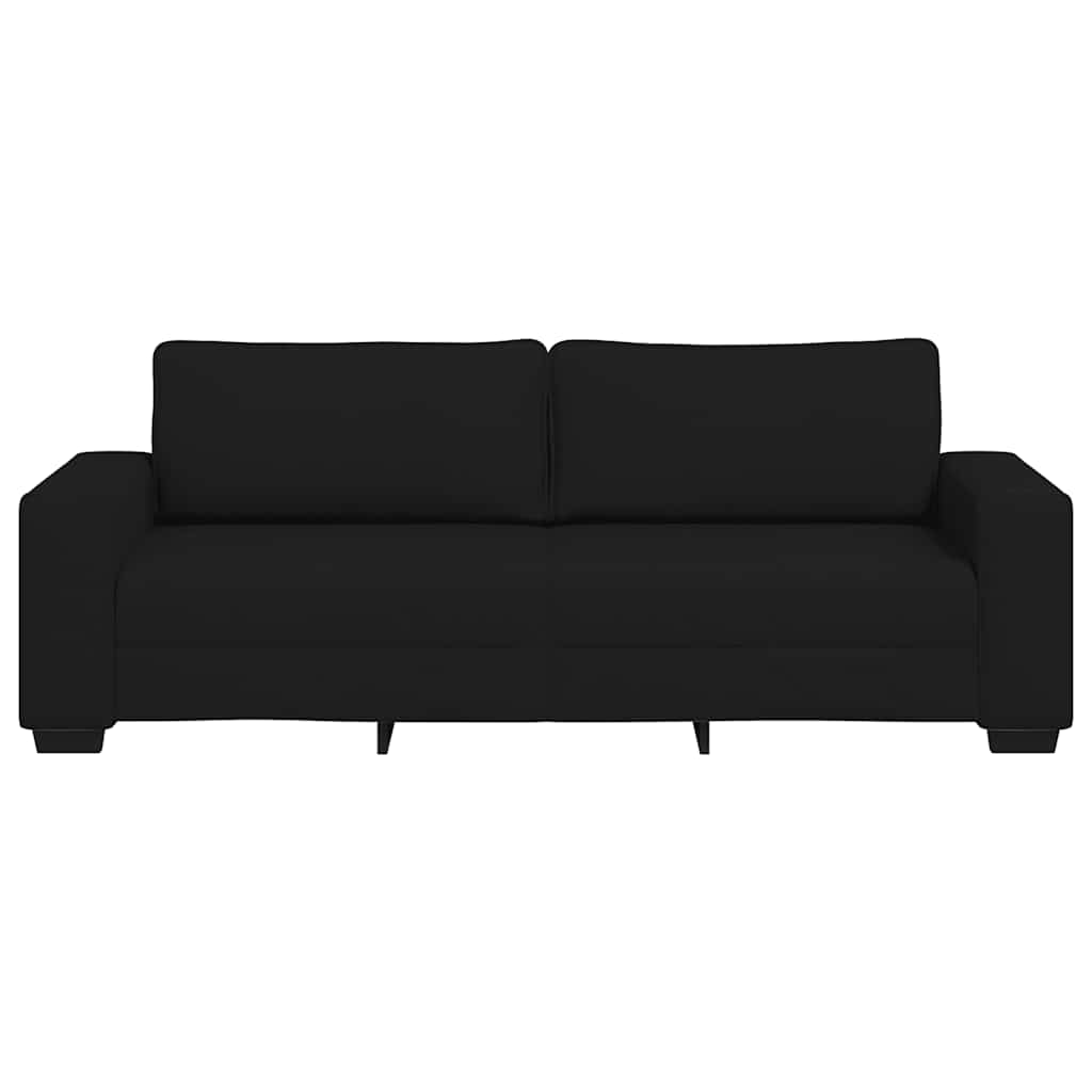 vidaXL Sofa 3-osobowa, czarna, 220x77x82 cm, tapicerowana tkaniną
