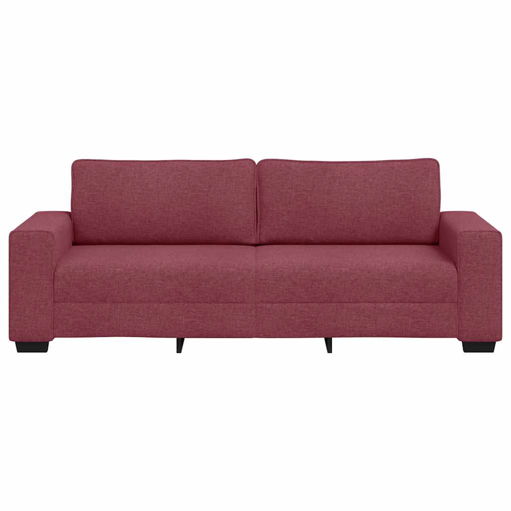vidaXL Sofa 3-osobowa, winna czerwień, 220x77x82 cm, tkaniną