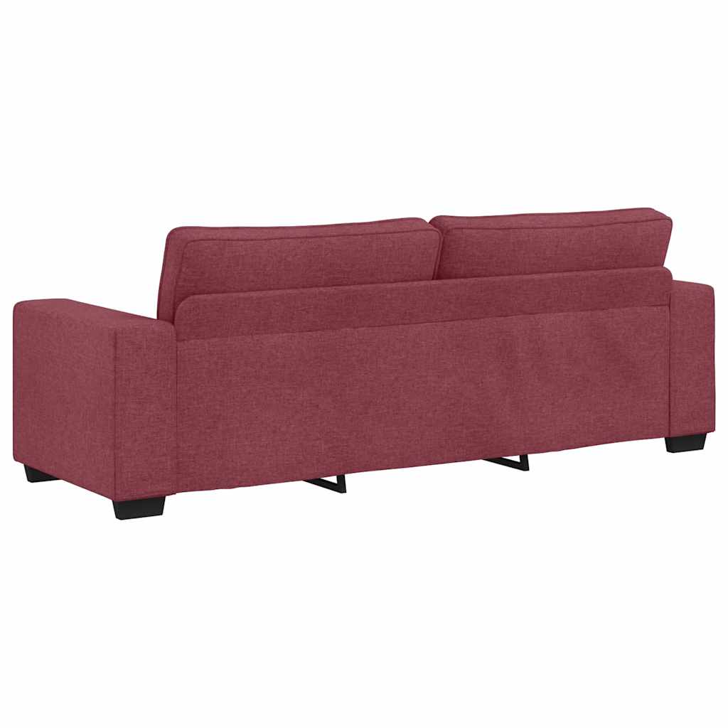 vidaXL Sofa 3-osobowa, winna czerwień, 220x77x82 cm, tkaniną