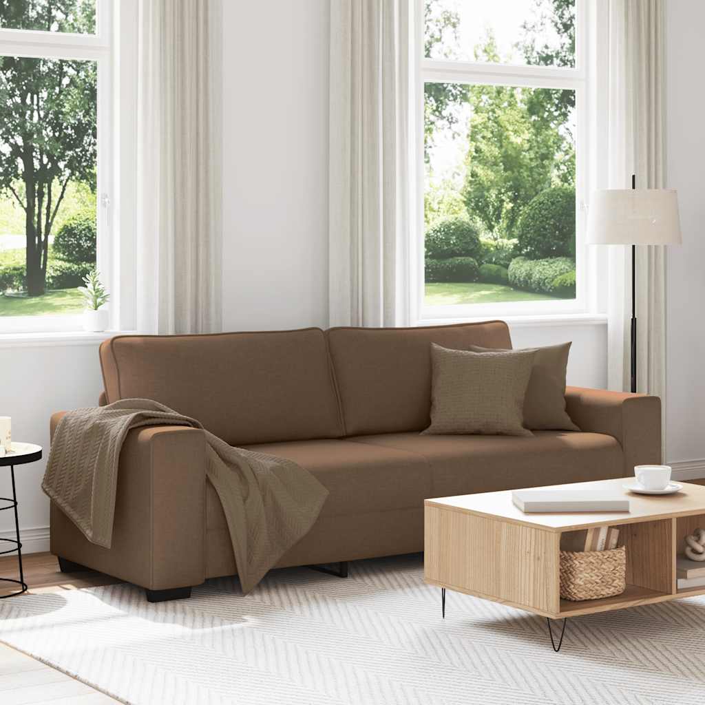 vidaXL Sofa 3-osobowa, brązowa, 220x77x82 cm, tkaniną