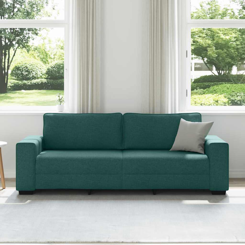 vidaXL Sofa 3-osobowa, ciemnozielona, 220x77x82 cm, tkaniną