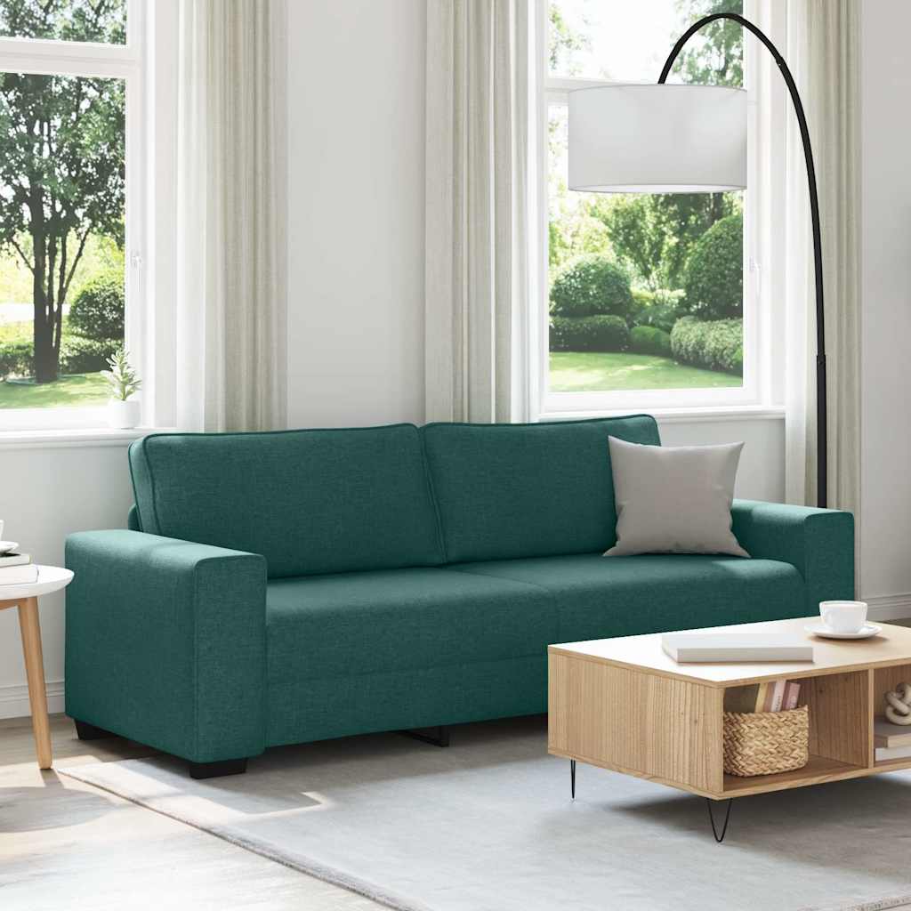 vidaXL Sofa 3-osobowa, ciemnozielona, 220x77x82 cm, tkaniną